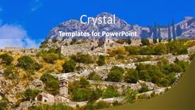  Presentation with kotor montenegro - PPT theme with old-fort-in-kotor-montenegro background and a cobalt blue colored foreground