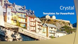  Presentation with france - Colorful slide deck enhanced with old fortification town briancon in france backdrop and a teal colored foreground