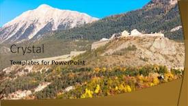  Presentation with france - Colorful theme enhanced with old fortification town briancon in france backdrop and a coral colored foreground