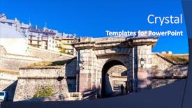  Presentation with france - Presentation theme consisting of old-fortification-town-briancon background and a cobalt blue colored foreground