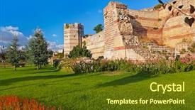  Presentation with architecture old - PPT theme featuring old fortress at istanbul turkey - architecture background background and a tawny brown colored foreground