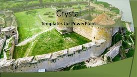  Presentation with old photo - Cool new PPT theme with old fortress in belgorod-dniester backdrop and a mint green colored foreground