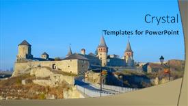  Presentation with kamyanets podilsky - Amazing slide deck having old-fortress-in-the-ancient backdrop and a light gray colored foreground