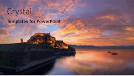  Presentation with old - PPT layouts consisting of old-fortress-of-corfu-town background and a coral colored foreground