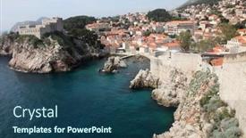  Presentation with dubrovnik - Cool new theme with old fortress wall of dubrovnik backdrop and a ocean colored foreground