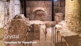  Presentation with buidling foundations - Audience pleasing slide deck consisting of old-foundations-under-ruvo-di backdrop and a coral colored foreground