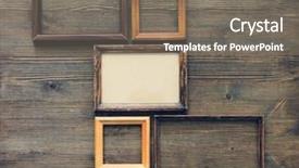  Presentation with picture frame - Slide deck featuring old frames on wooden wall background and a gray colored foreground