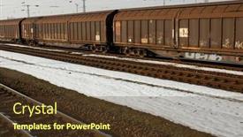  Presentation with train - Audience pleasing presentation consisting of freight train wagons on snow backdrop and a tawny brown colored foreground