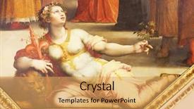  Presentation with painting old - PPT theme consisting of old fresco with beautiful woman background and a yellow colored foreground