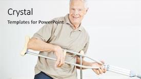  Presentation with senior citizen - Audience pleasing presentation theme consisting of old funny man playing air backdrop and a  colored foreground