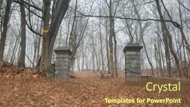  Presentation with spooky - PPT theme with old-gateway-entrance-that-leads background and a tawny brown colored foreground