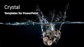  Presentation with gear - PPT theme with old-gear-in-water-mixed background and a black colored foreground
