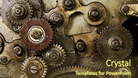  Presentation with mechanism - Audience pleasing PPT layouts consisting of old gearing backdrop and a tawny brown colored foreground