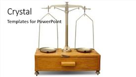  Presentation with balance - Cool new PPT theme with old general laboratory balance isolated backdrop and a white colored foreground