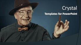 Presentation with detective - Presentation theme featuring old-gentleman-smokes-a-cigar background and a  colored foreground