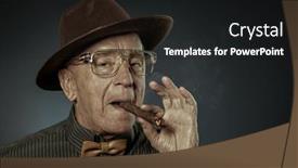  Presentation with detective - Slide set consisting of old-gentleman-smoking-a-cigar background and a dark gray colored foreground