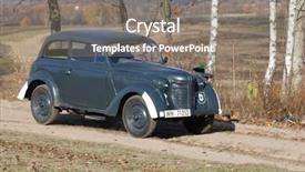  Presentation with old car - Presentation theme enhanced with old german car ww2 reenacting background and a gray colored foreground