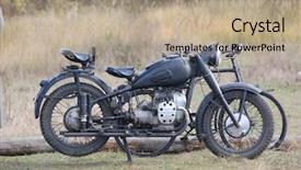  Presentation with motorbike - PPT layouts featuring old german motorbike ww2 time background and a coral colored foreground