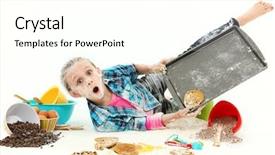  Presentation with baking cookies - Presentation theme having woman with a diving mask background and a soft green colored foreground