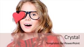  Presentation with pretty girl - Slides consisting of old girl covered one eye background and a coral colored foreground