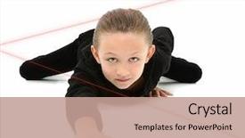  Presentation with laser beams - Colorful slide deck enhanced with old girl dressed as spy backdrop and a coral colored foreground