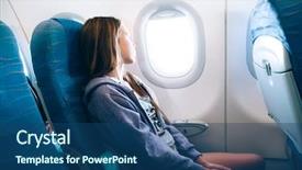  Presentation with 4 years old children and doctor - Audience pleasing slide deck consisting of old girl sitting inside airplane backdrop and a ocean colored foreground