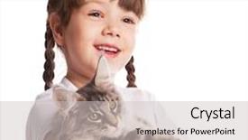  Presentation with cute - Slides enhanced with old girl with her cat background and a light gray colored foreground