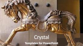  Presentation with horse - Presentation design with old gold toy horse background and a tawny brown colored foreground