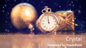  Presentation with golden christmas - Audience pleasing PPT theme consisting of old-golden-clock-close backdrop and a coral colored foreground