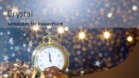  Presentation with sparkling - PPT layouts having old-golden-clock-close background and a light blue colored foreground