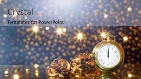  Presentation with sparkling - Audience pleasing PPT theme consisting of old-golden-clock-close backdrop and a light blue colored foreground