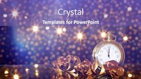  Presentation with sparkling - Cool new slide deck with old-golden-clock-close backdrop and a violet colored foreground