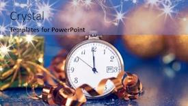  Presentation with sparkling - Cool new slides with old-golden-clock-close backdrop and a teal colored foreground