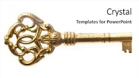  Presentation with white gold - Slide deck consisting of old golden key on white background and a white colored foreground