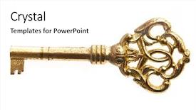  Presentation with white gold - Slide deck consisting of old golden key on white background and a white colored foreground