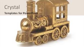  Presentation with steam train - PPT layouts featuring old-golden-toy-steam-train background and a coral colored foreground