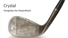  Presentation with old wite man and his music - PPT theme enhanced with old golf club head section background and a white colored foreground