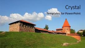  Presentation with gothic castle - Cool new PPT layouts with old gothic castle in kaunas backdrop and a light blue colored foreground