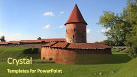  Presentation with gothic castle - Beautiful theme featuring old gothic castle in kaunas backdrop and a tawny brown colored foreground