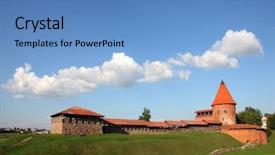  Presentation with gothic castle - Colorful slide deck enhanced with old gothic castle in kaunas backdrop and a teal colored foreground