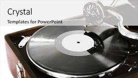  Presentation with gramophone - Presentation theme enhanced with old gramophone isolated on white background and a white colored foreground