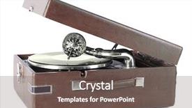  Presentation with gramophone - PPT layouts featuring old gramophone isolated on white background and a tawny brown colored foreground