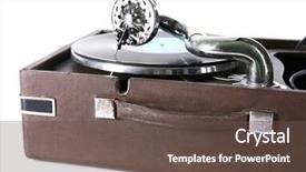  Presentation with gramophone - Slides featuring old gramophone isolated on white background and a tawny brown colored foreground