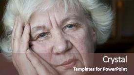  Presentation with wrinkles gray hair - Presentation theme enhanced with old gray-haired woman series background and a violet colored foreground