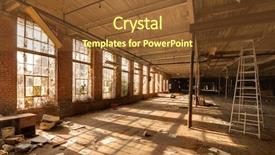  Presentation with abandoned - PPT theme featuring old gritty abandoned factory interior background and a tawny brown colored foreground
