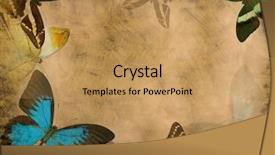  Presentation with old brown paper texture - PPT theme consisting of old grunge butterfly paper texture background and a coral colored foreground