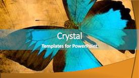  Presentation with grunge flower - PPT theme having old grunge butterfly paper texture background and a teal colored foreground