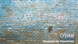  Presentation with old brick wall texture - Cool new PPT theme with old grungy blue brick wall backdrop and a gray colored foreground