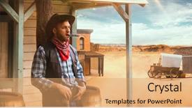  Presentation with cowboy - Beautiful PPT layouts featuring old gun western - brutal cowboy smokes a cigar backdrop and a coral colored foreground