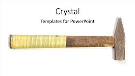  Presentation with black and white old phone - Presentation design consisting of old hammer isolated on white background and a white colored foreground